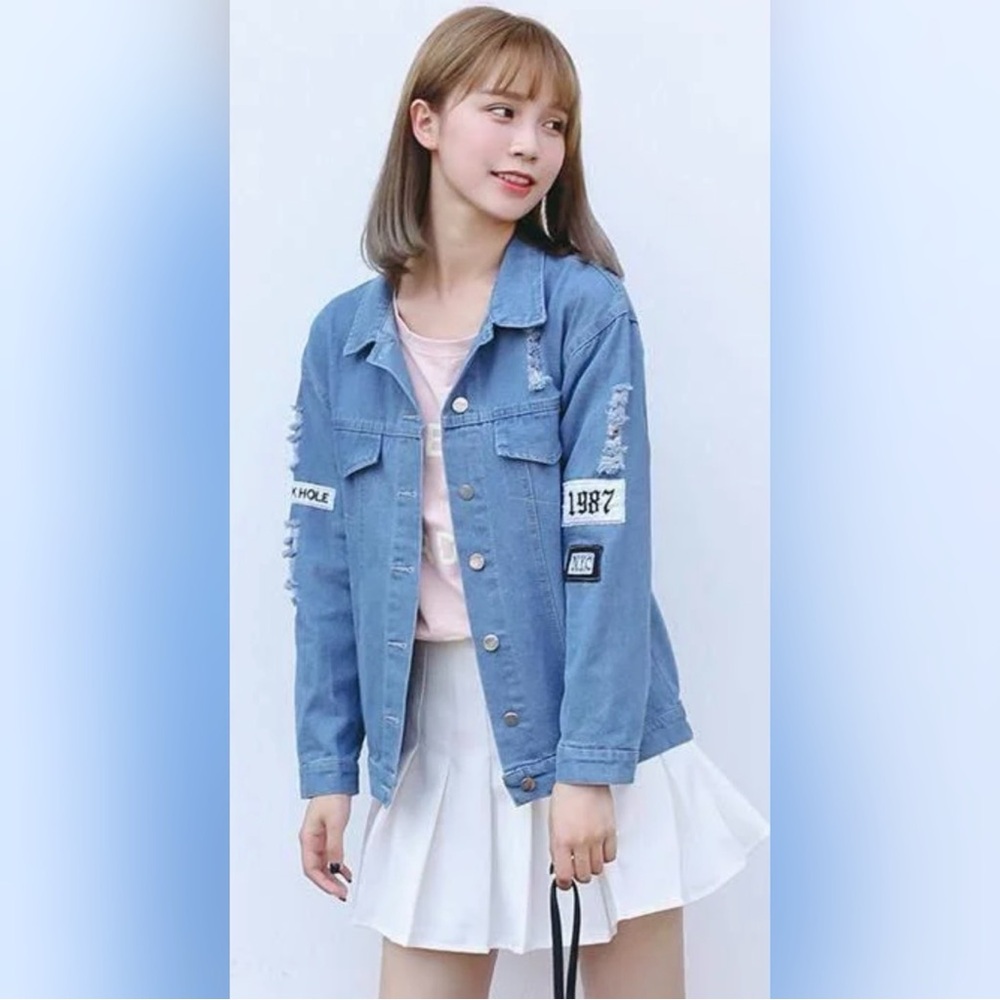 Jacket Where Is My Mind Distressed Denim Jean Jacket